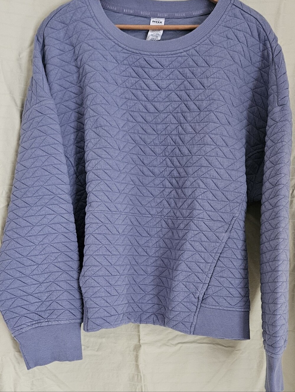 RBX Quilted Scoop Neck Sweater in Periwinkke Blue
